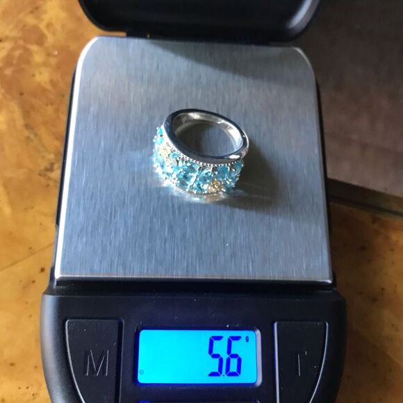 Natural Blue Apatite Sterling Silver Turtle Ring Size 5 - Picture 7 of 9